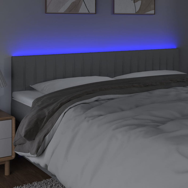 vidaXL világosszürke szövet LED-es fejtámla 200x5x78/88 cm