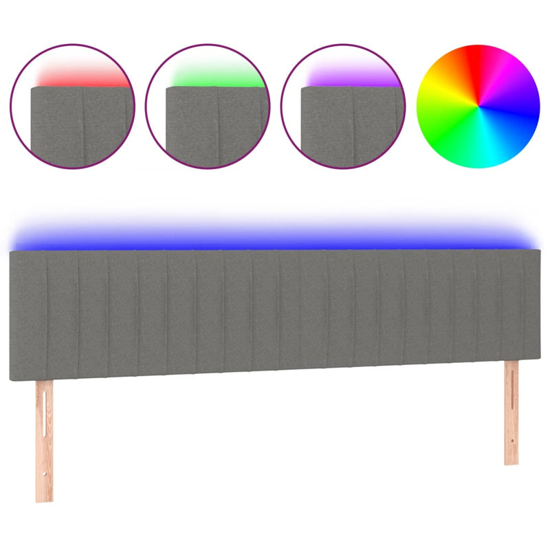 vidaXL sötétszürke szövet LED-es fejtámla 200x5x78/88 cm