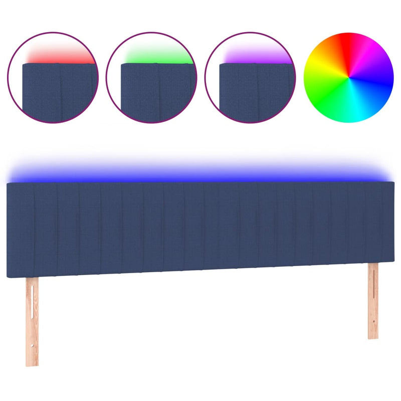 vidaXL kék szövet LED-es fejtámla 200x5x78/88 cm
