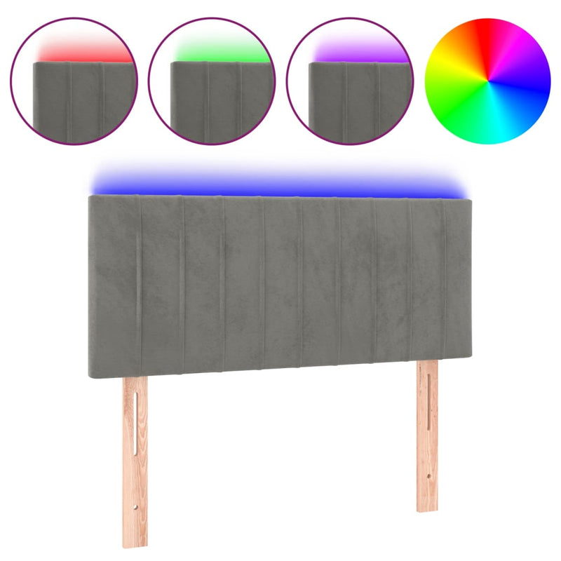 vidaXL világosszürke bársony LED-es fejtámla 80 x 5 x 78/88 cm