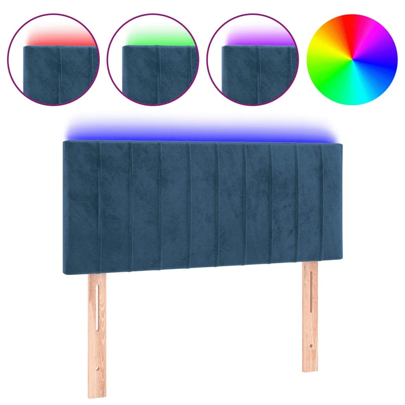 vidaXL sötétkék bársony LED-es fejtámla 80 x 5 x 78/88 cm