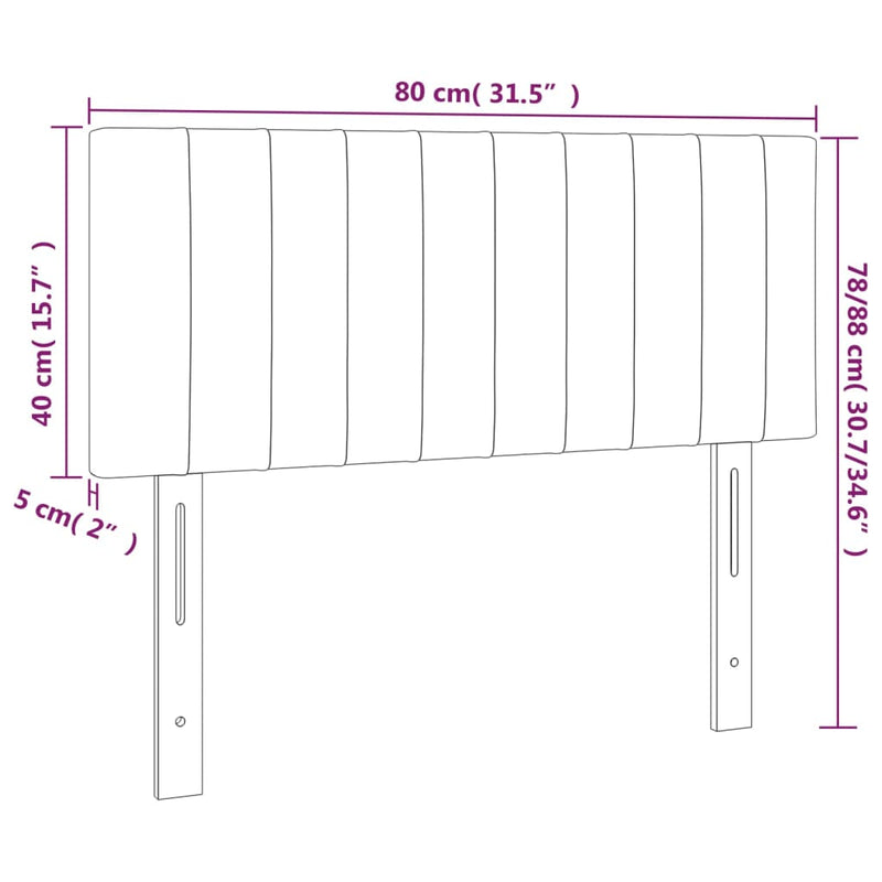 vidaXL rózsaszín bársony LED-es fejtámla 80 x 5 x 78/88 cm