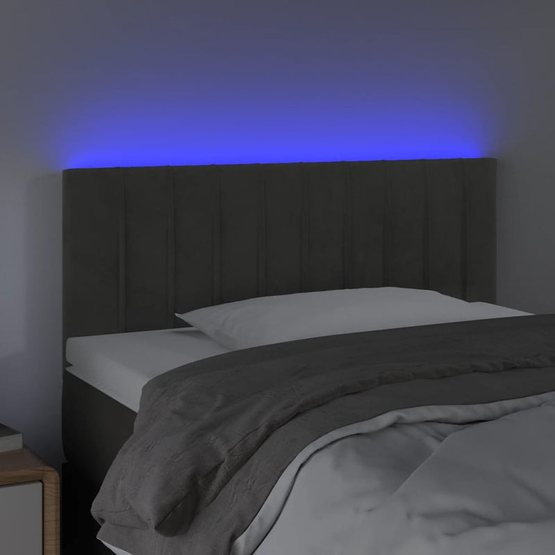 vidaXL sötétszürke bársony LED-es fejtámla 90x5x78/88 cm