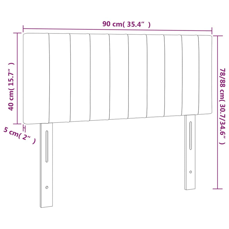 vidaXL sötétszürke bársony LED-es fejtámla 90x5x78/88 cm