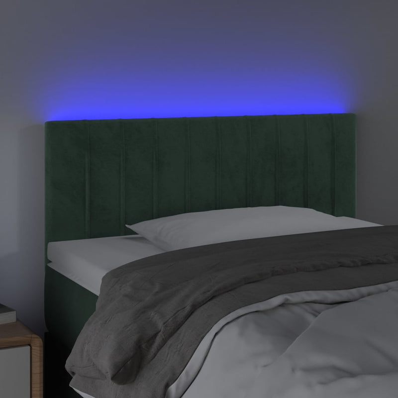vidaXL sötétzöld bársony LED-es fejtámla 100x5x78/88 cm