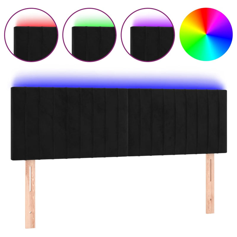 vidaXL fekete bársony LED-es fejtámla 144x5x78/88 cm
