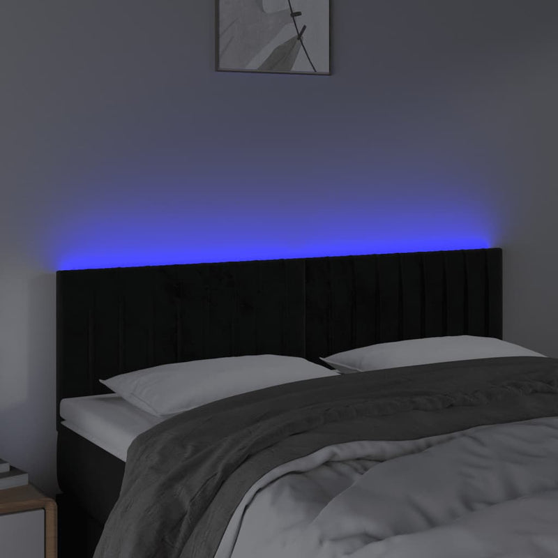 vidaXL fekete bársony LED-es fejtámla 144x5x78/88 cm