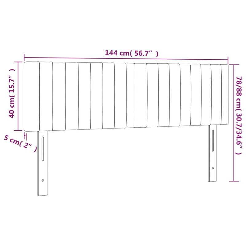 vidaXL fekete bársony LED-es fejtámla 144x5x78/88 cm