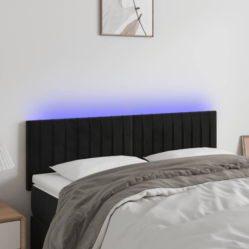 vidaXL fekete bársony LED-es fejtámla 144x5x78/88 cm