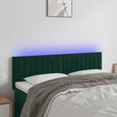 vidaXL sötétzöld bársony LED-es fejtámla 144x5x78/88 cm