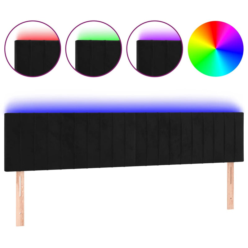 vidaXL fekete bársony LED-es fejtámla 160x5x78/88 cm