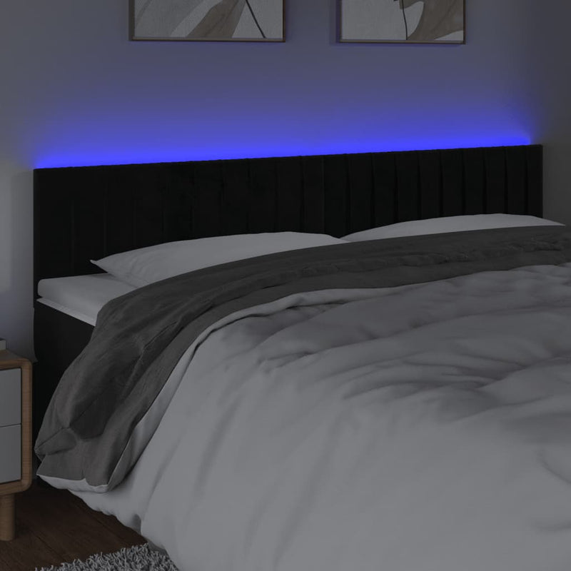 vidaXL fekete bársony LED-es fejtámla 160x5x78/88 cm
