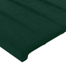 vidaXL sötétzöld bársony LED-es fejtámla 160x5x78/88 cm