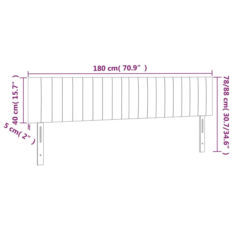 vidaXL világosszürke bársony LED-es fejtámla 180x5x78/88 cm