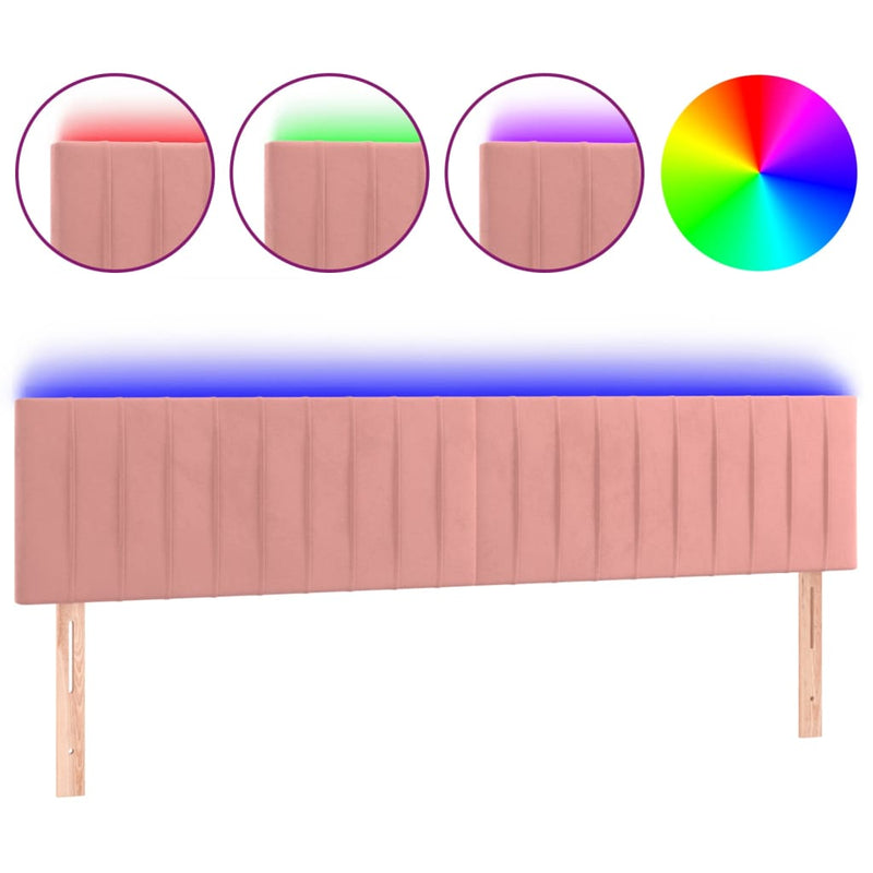 vidaXL rózsaszín bársony LED-es fejtámla 200x5x78/88 cm