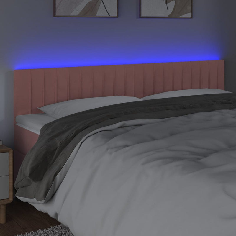 vidaXL rózsaszín bársony LED-es fejtámla 200x5x78/88 cm