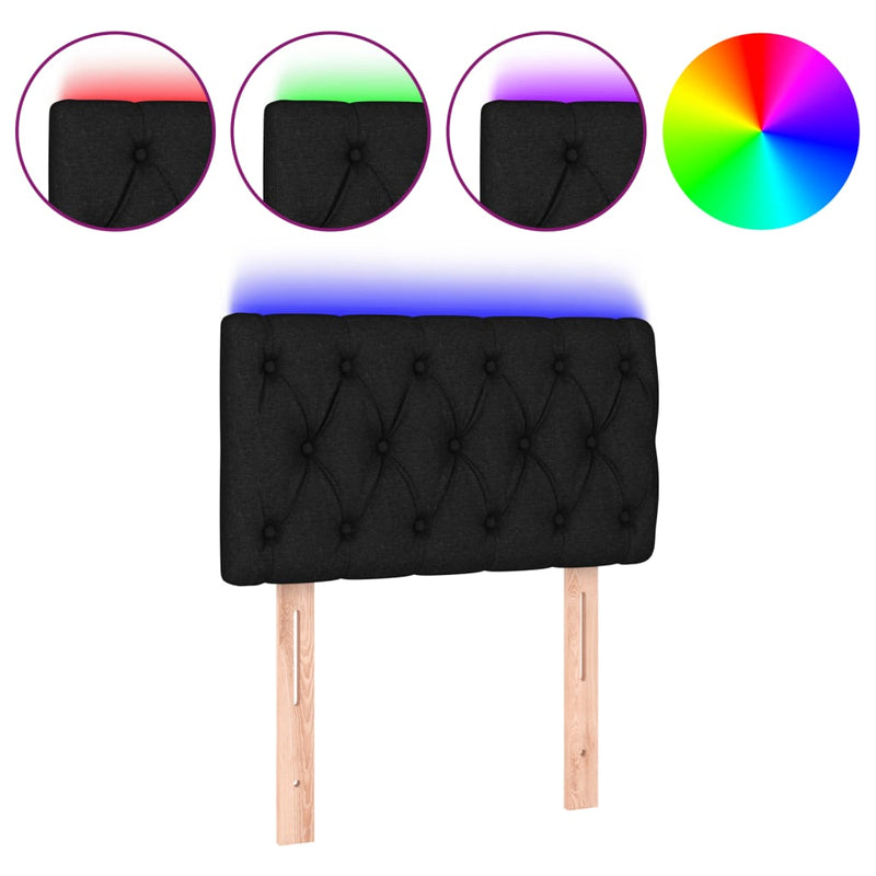 vidaXL fekete szövet LED-es fejtámla 80 x 7 x 78/88 cm