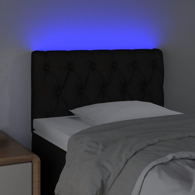 vidaXL fekete szövet LED-es fejtámla 80 x 7 x 78/88 cm