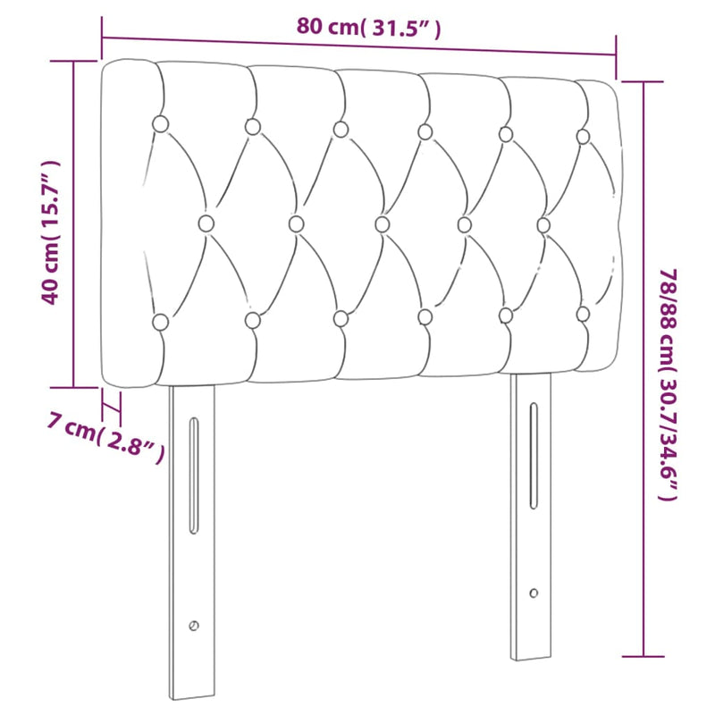 vidaXL fekete szövet LED-es fejtámla 80 x 7 x 78/88 cm