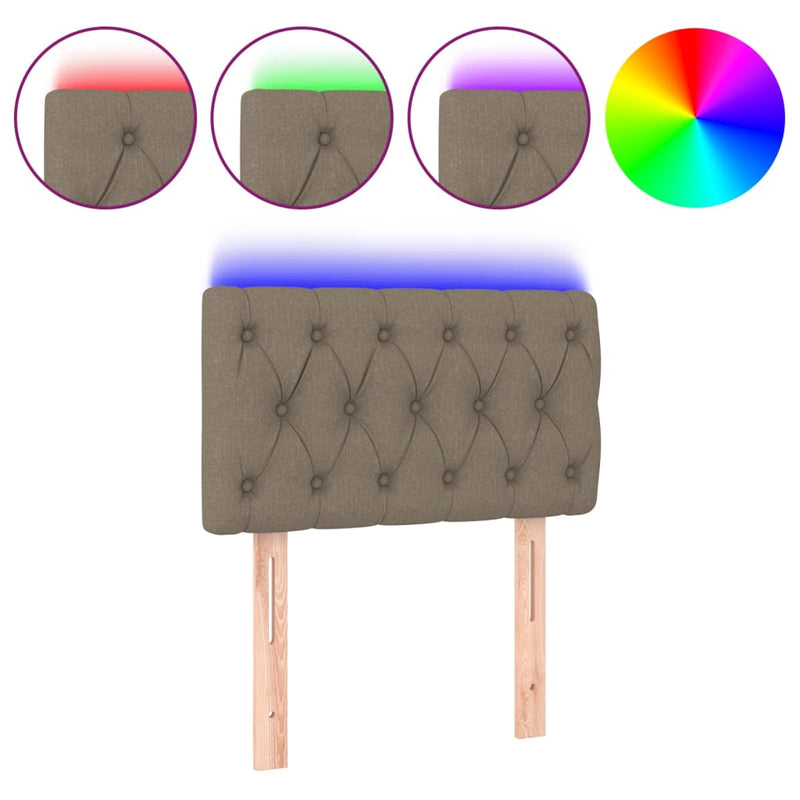 vidaXL tópszínű szövet LED-es fejtámla 80 x 7 x 78/88 cm