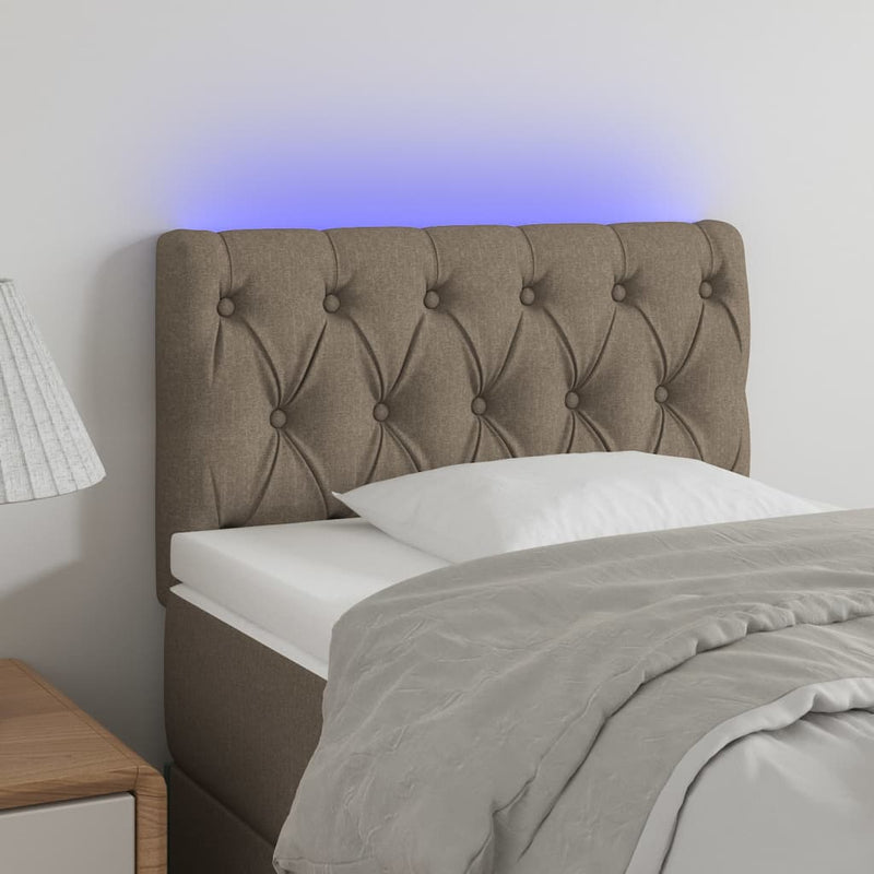 vidaXL tópszínű szövet LED-es fejtámla 80 x 7 x 78/88 cm