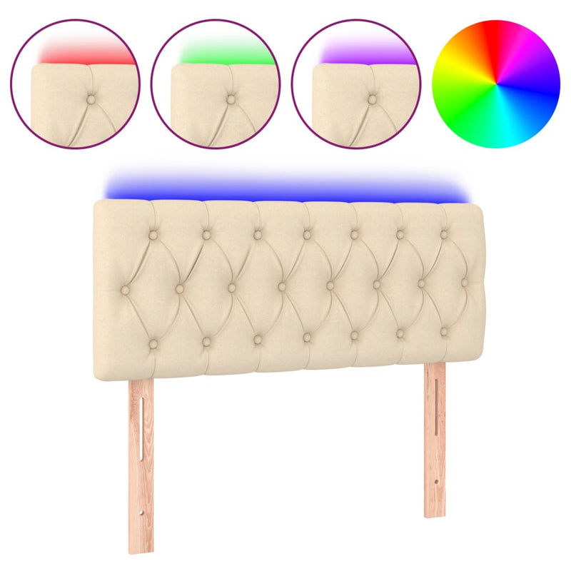 vidaXL krémszínű szövet LED-es fejtámla 90 x 7 x 78/88 cm