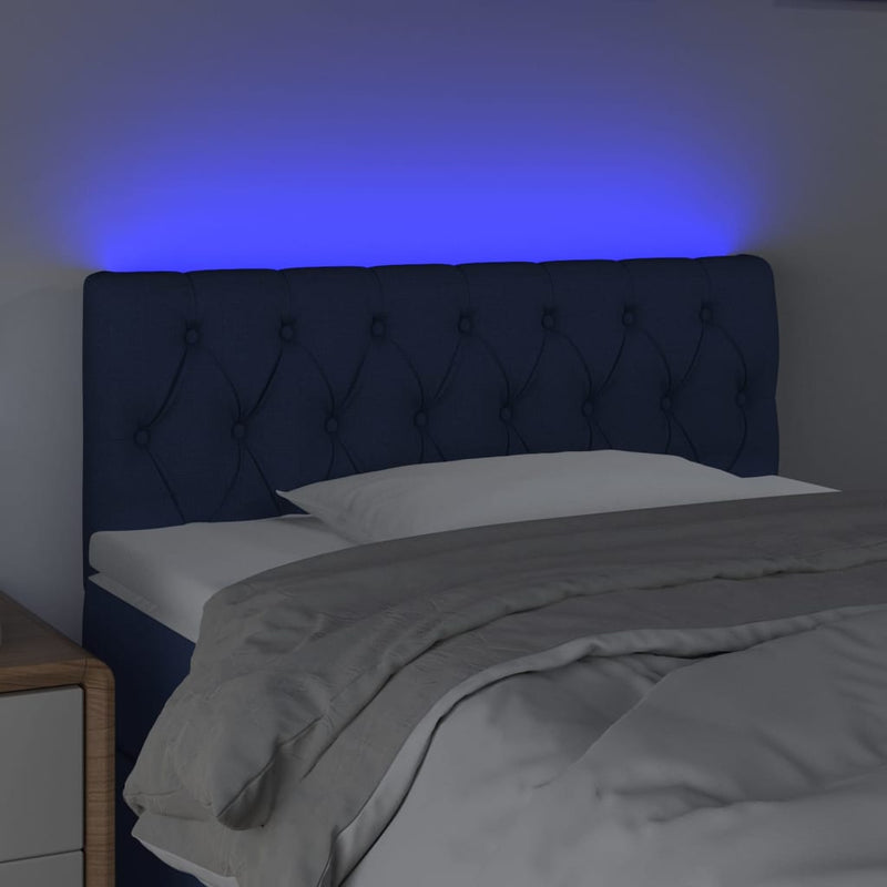 vidaXL kék szövet LED-es fejtámla 90 x 7 x 78/88 cm