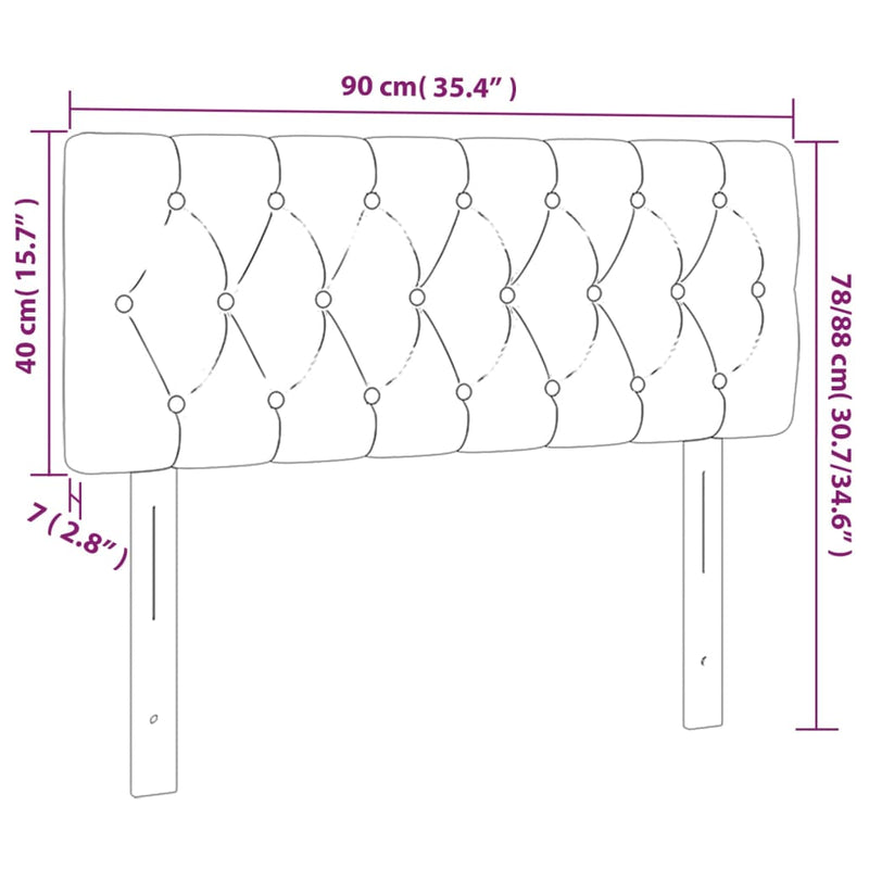 vidaXL kék szövet LED-es fejtámla 90 x 7 x 78/88 cm