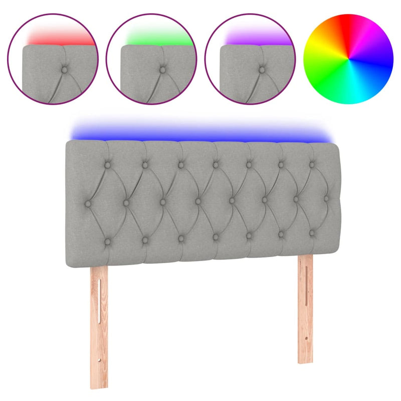vidaXL világosszürke szövet LED-es fejtámla 100 x 7 x 78/88 cm