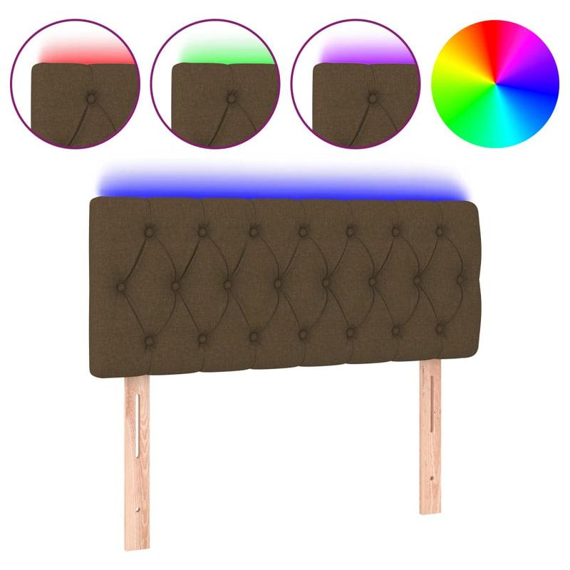 vidaXL sötétbarna szövet LED-es fejtámla 100 x 7 x 78/88 cm