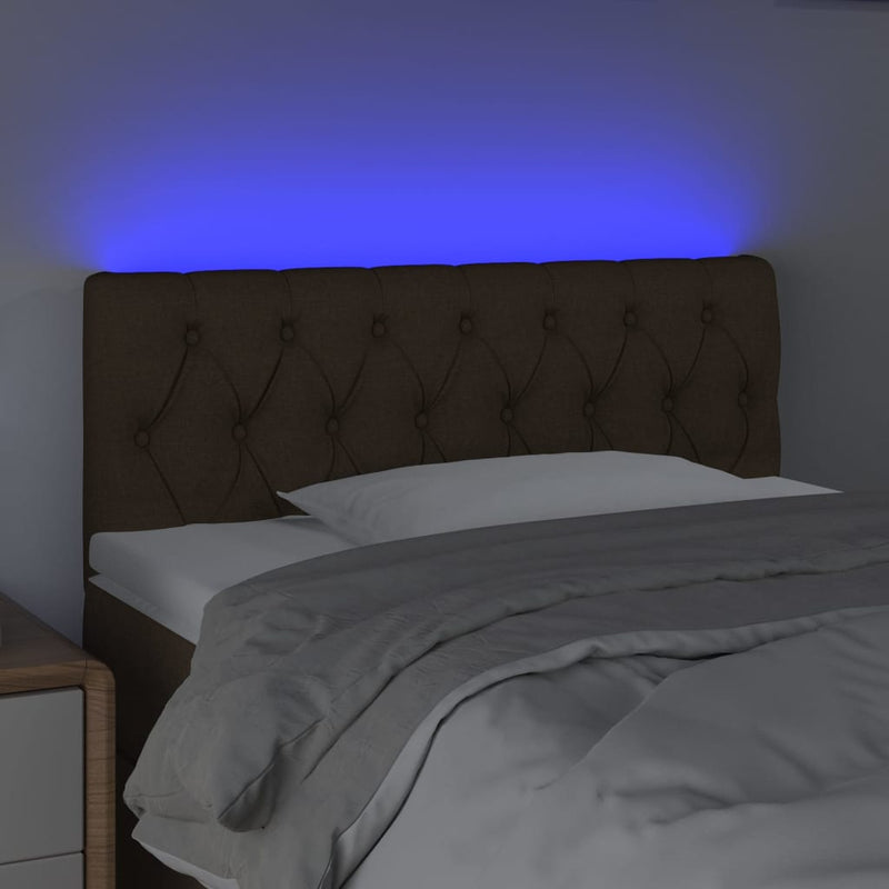 vidaXL sötétbarna szövet LED-es fejtámla 100 x 7 x 78/88 cm