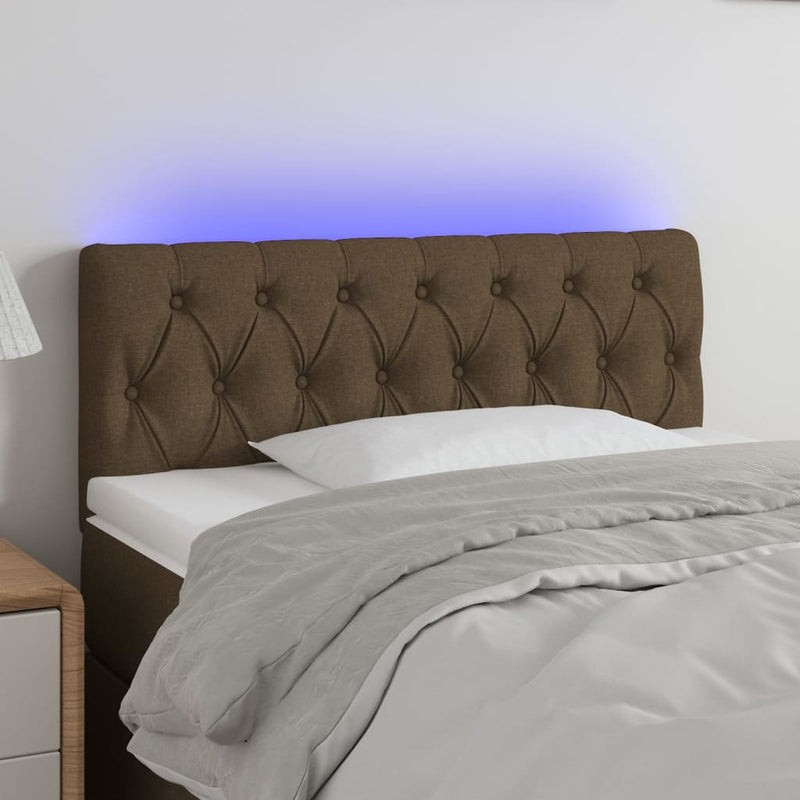 vidaXL sötétbarna szövet LED-es fejtámla 100 x 7 x 78/88 cm