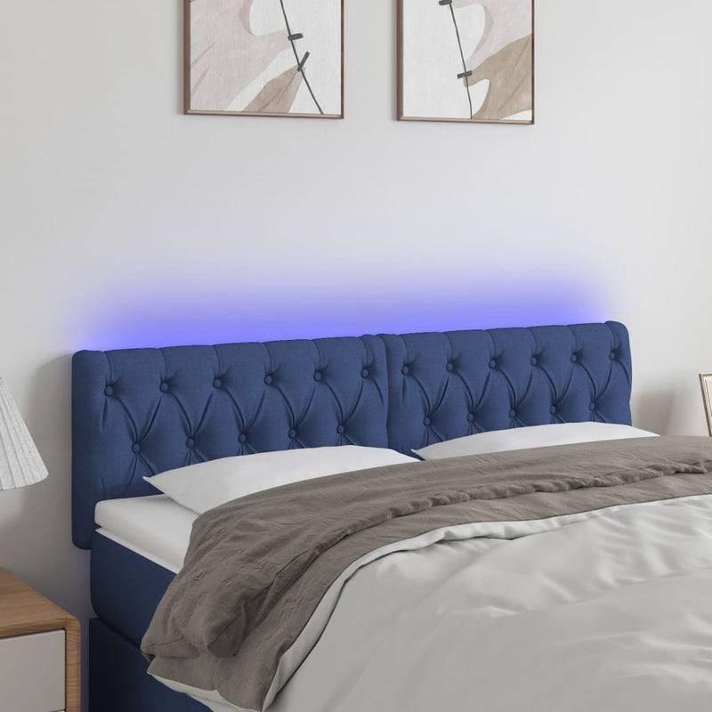 vidaXL kék szövet LED-es fejtámla 144x7x78/88 cm