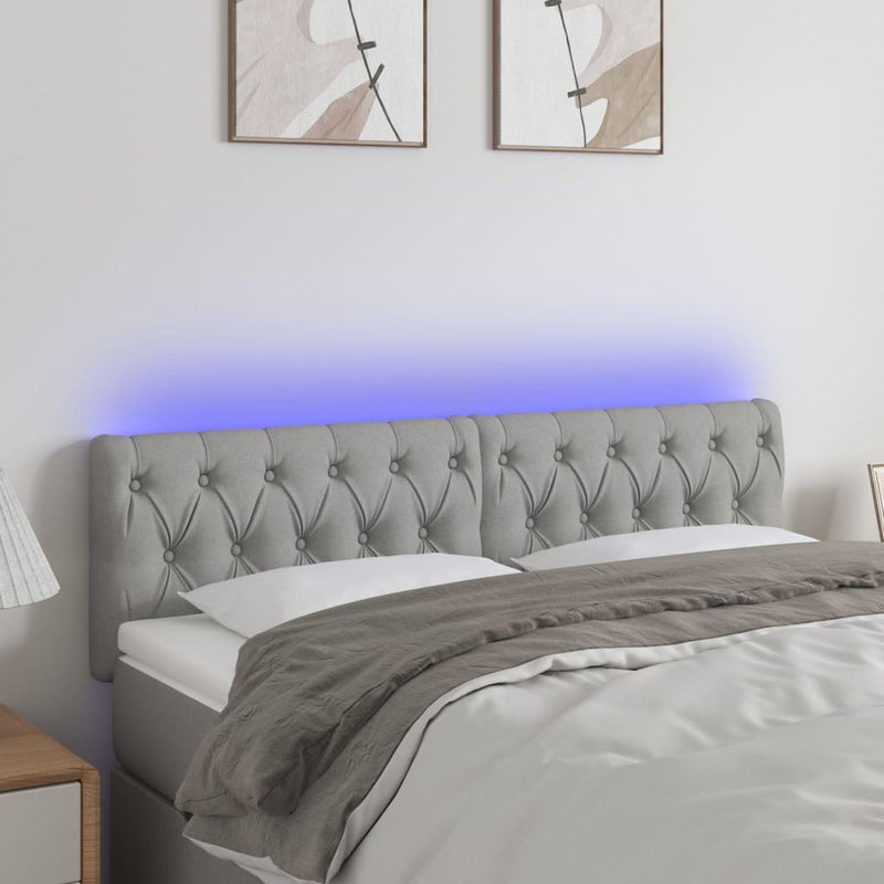 vidaXL világosszürke szövet LED-es fejtámla 160x7x78/88 cm