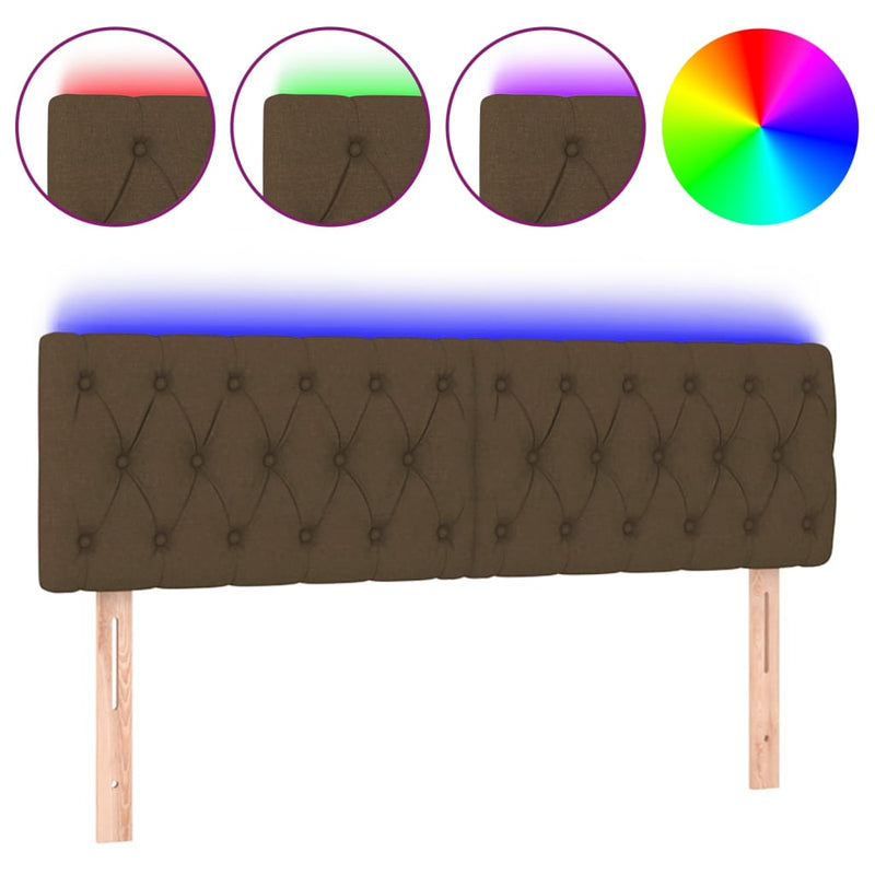 vidaXL sötétbarna szövet LED-es fejtámla 160x7x78/88 cm