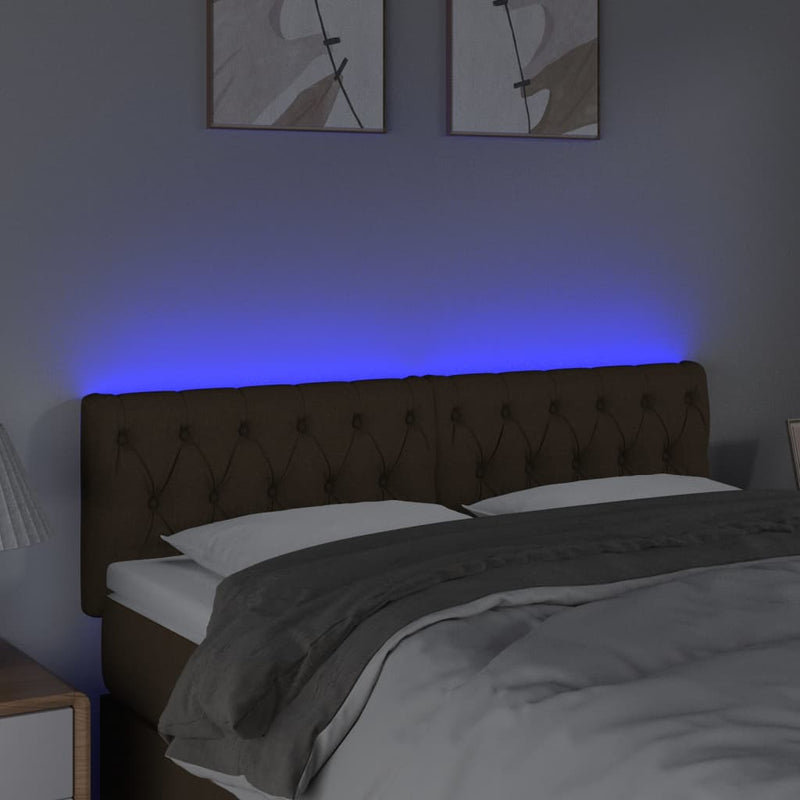 vidaXL sötétbarna szövet LED-es fejtámla 160x7x78/88 cm