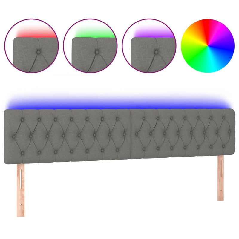 vidaXL sötétszürke szövet LED-es fejtámla 180x7x78/88 cm