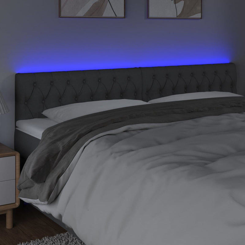 vidaXL sötétszürke szövet LED-es fejtámla 180x7x78/88 cm