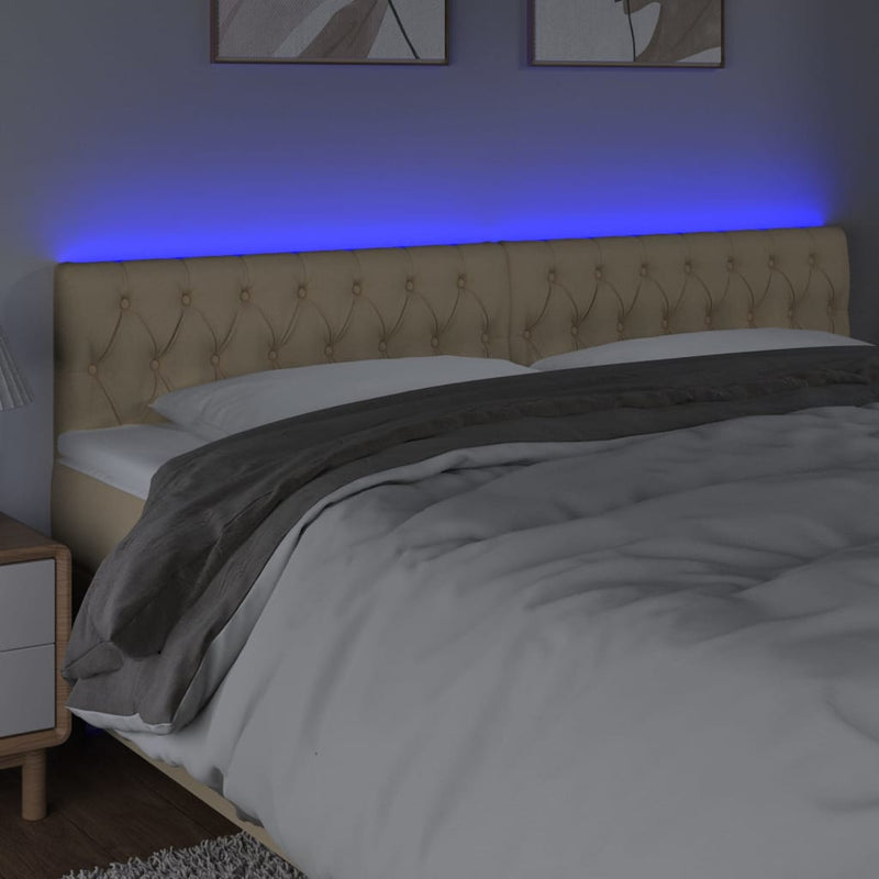 vidaXL krémszínű szövet LED-es fejtámla 180x7x78/88 cm