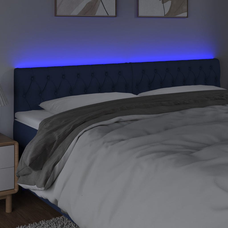 vidaXL kék szövet LED-es fejtámla 180x7x78/88 cm