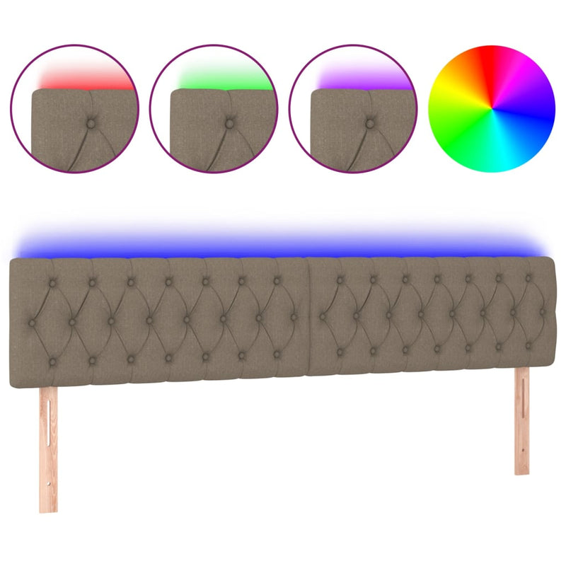 vidaXL tópszínű szövet LED-es fejtámla 200x7x78/88 cm