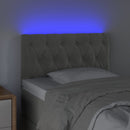 vidaXL világosszürke bársony LED-es fejtámla 80x7x78/88 cm
