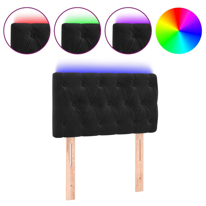 vidaXL fekete bársony LED-es fejtámla 80 x 7 x 78/88 cm