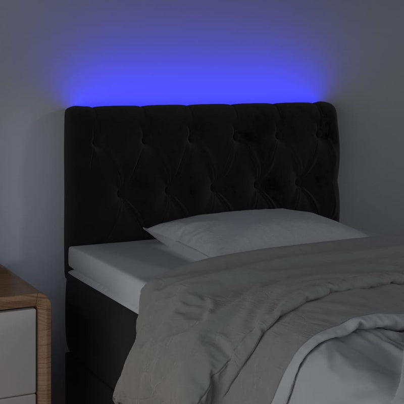 vidaXL fekete bársony LED-es fejtámla 80 x 7 x 78/88 cm