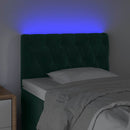 vidaXL sötétzöld bársony LED-es fejtámla 80 x 7 x 78/88 cm