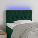 vidaXL sötétzöld bársony LED-es fejtámla 80 x 7 x 78/88 cm