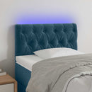 vidaXL sötétkék bársony LED-es fejtámla 80 x 7 x 78/88 cm