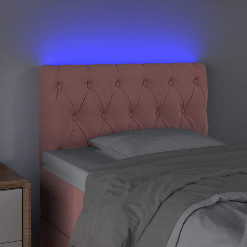 vidaXL rózsaszín bársony LED-es fejtámla 80 x 7 x 78/88 cm