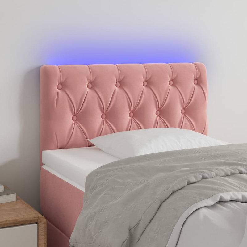 vidaXL rózsaszín bársony LED-es fejtámla 80 x 7 x 78/88 cm