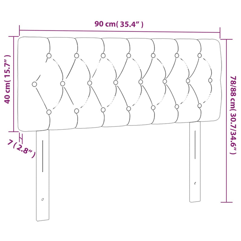 vidaXL sötétszürke bársony LED-es fejtámla 90 x 7 x 78/88 cm